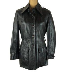Baron Vintage Women's Size 11/12 Black Genuine Leather Western Jacket CANADA